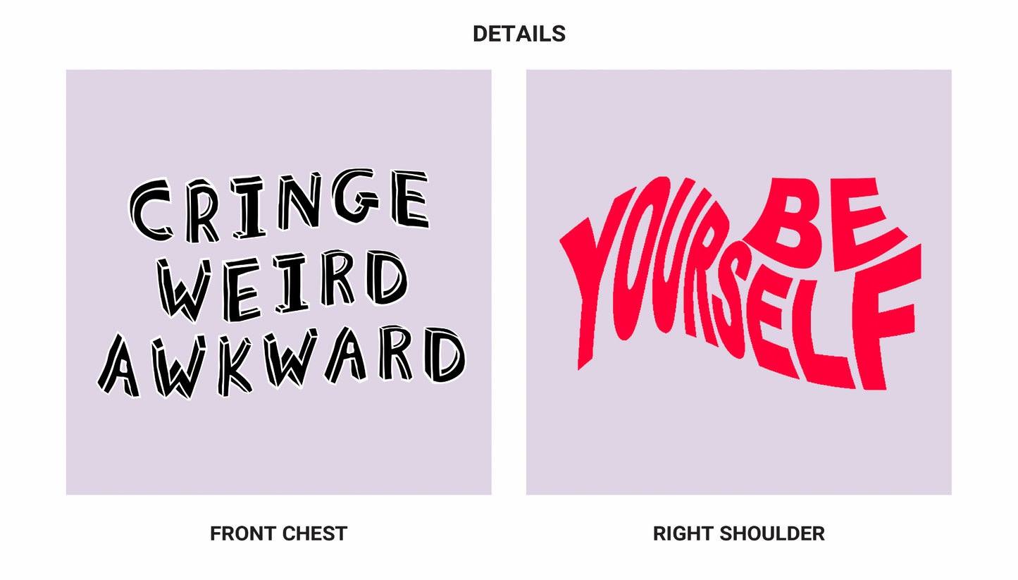 EMBROIDERED CRINGE WEIRD AWKWARD HOODIE - LILAC