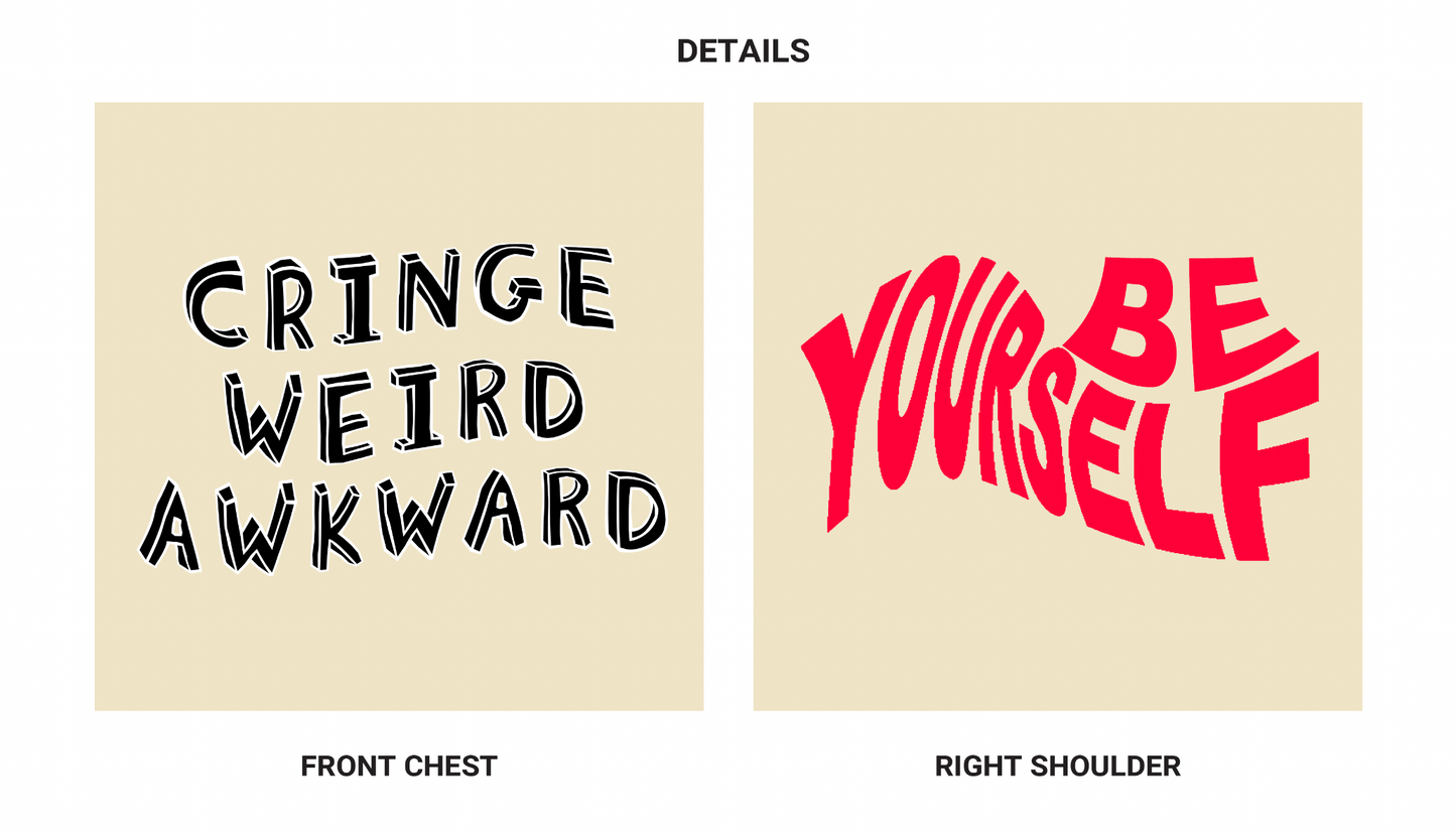 EMBROIDERED CRINGE WEIRD AWKWARD HOODIE - PINA COLADA