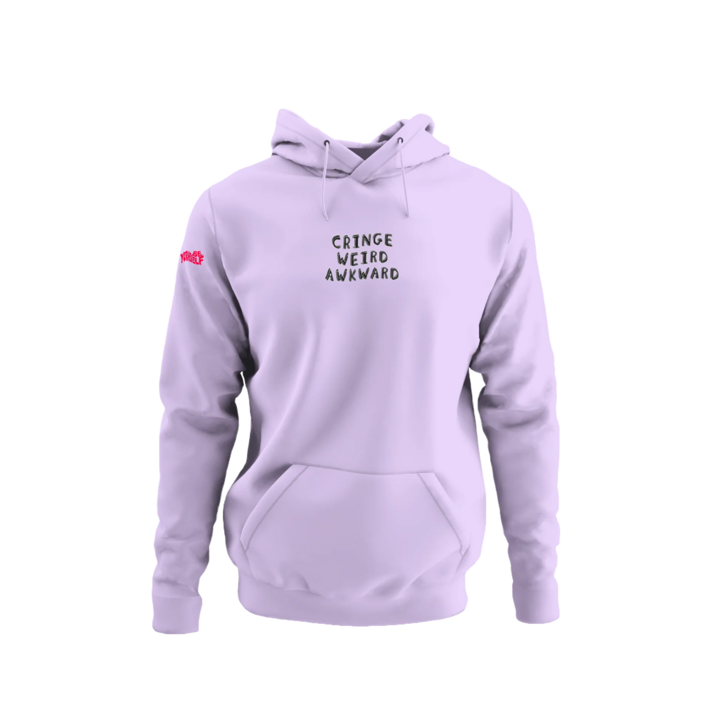 EMBROIDERED CRINGE WEIRD AWKWARD HOODIE - LILAC
