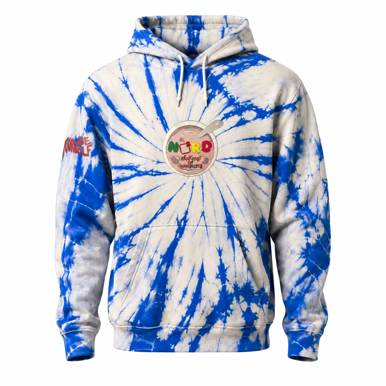 EMBROIDERED BREAKFAST OF CHAMPIONS TIE DYE HOODIE