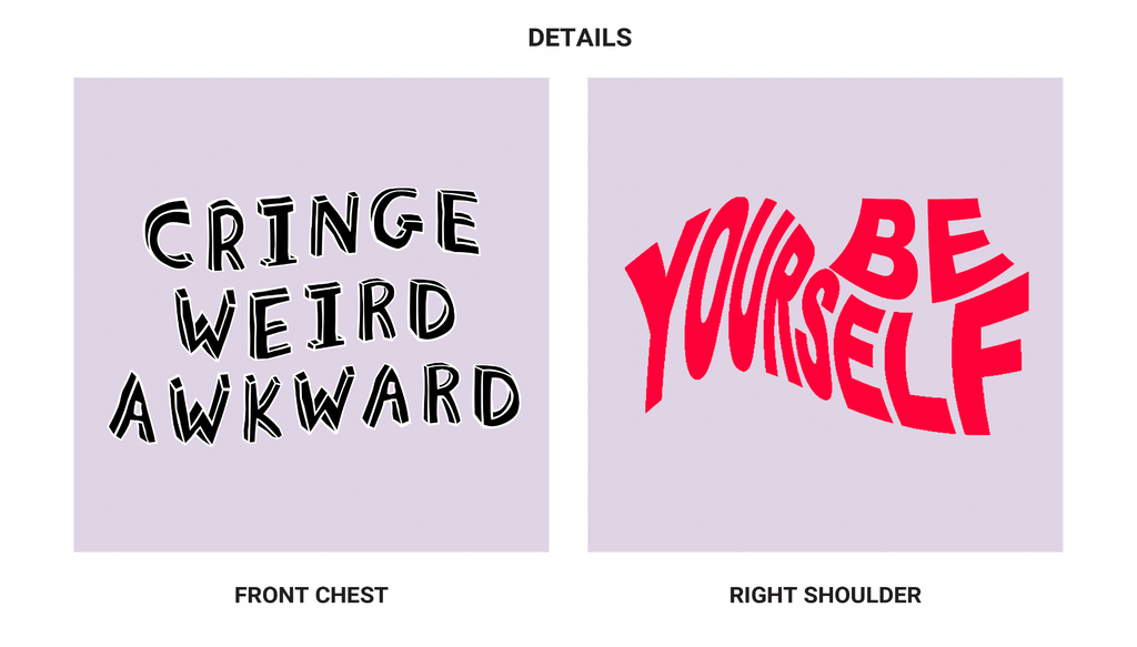 EMBROIDERED CRINGE WEIRD AWKWARD HOODIE - LILAC