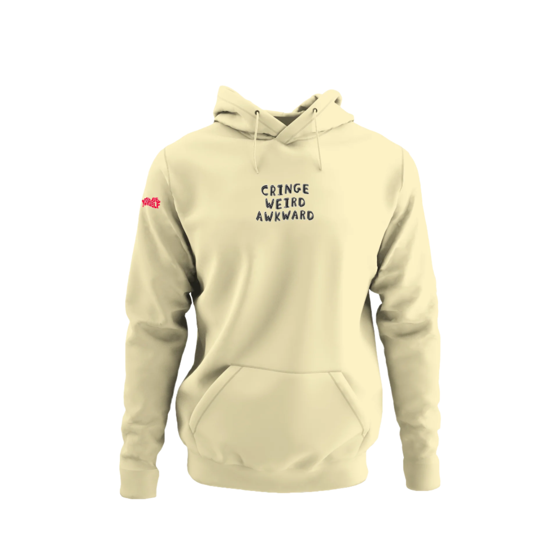 EMBROIDERED CRINGE WEIRD AWKWARD HOODIE - PINA COLADA