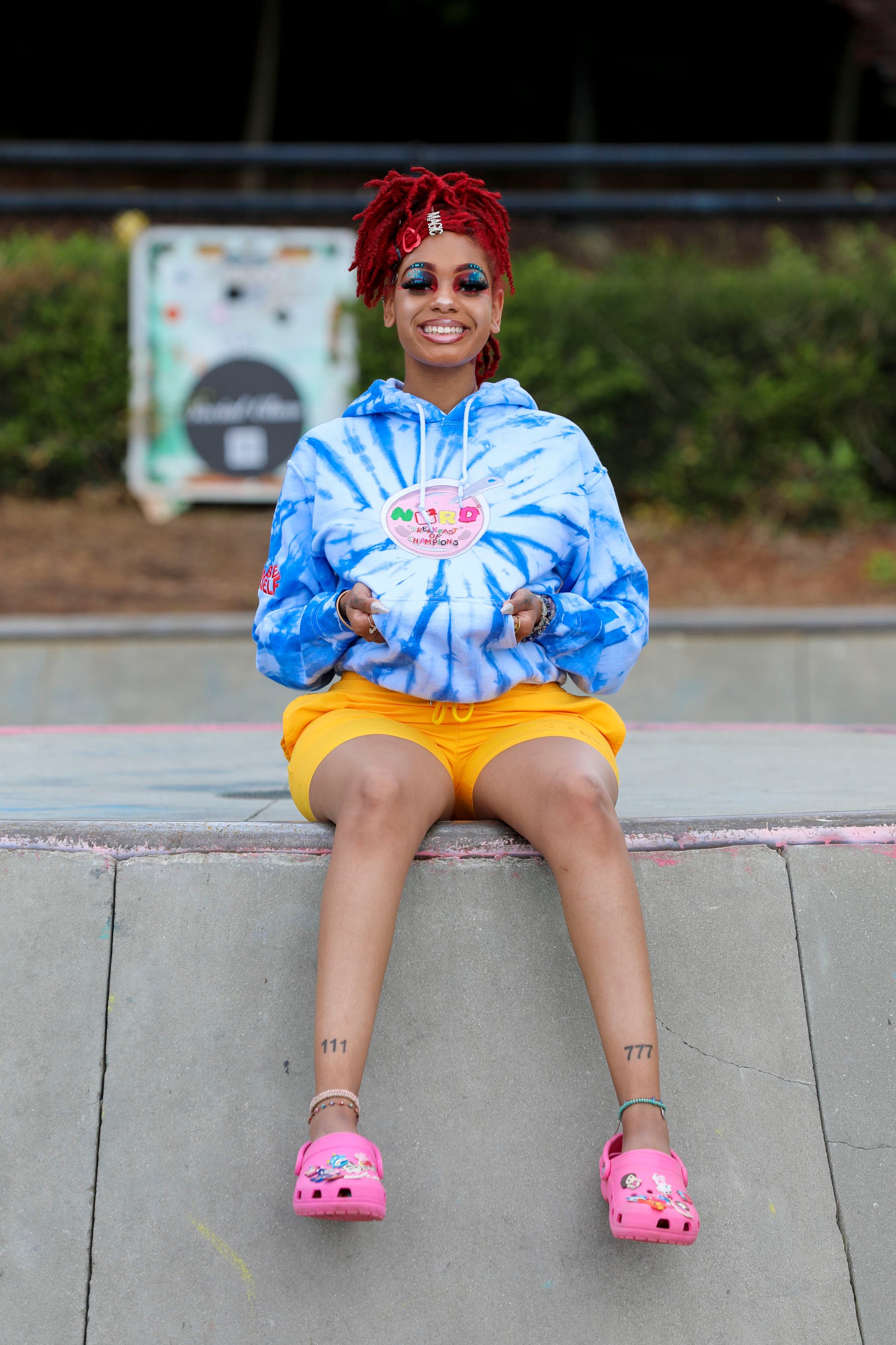 Breakfast of Champions Cereal Embroidered Tie Dye Hoodie Nerd Square