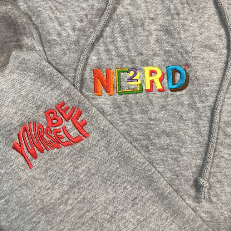 Embriodered Multicolor Be Yourself Nerd Square Hoodie