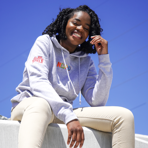 Embriodered Multicolor Be Yourself Nerd Square Hoodie