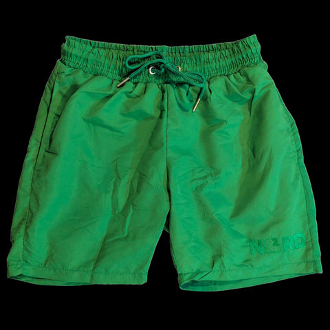 Shorts Gym Workout Green Yellow Embroidered Nerd Square 
